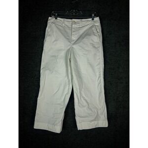 Polo Ralph Lauren Cropped‎ Capri Chino Pants Womens 8 White Cotton Cuffed Preppy